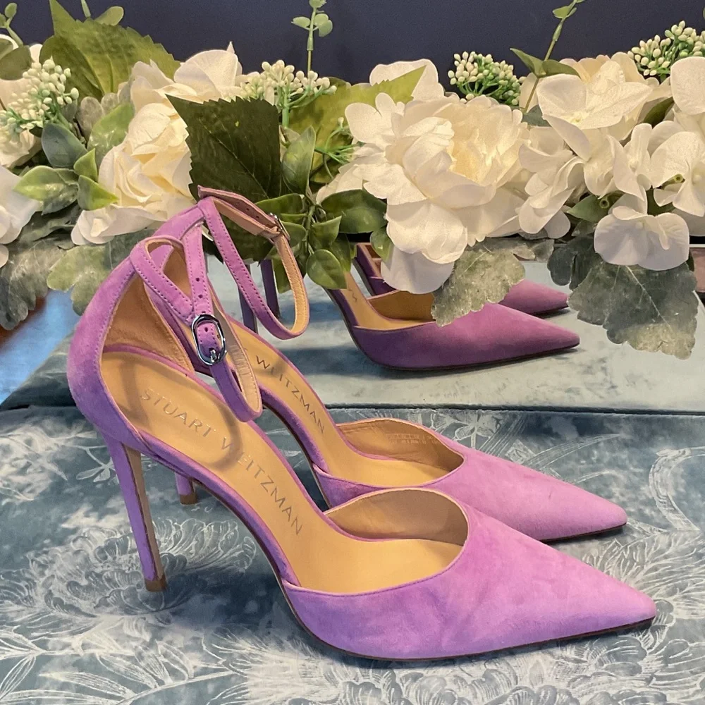 Stuart Weitzman Lavender Ankle Strap Heels - Picture 2 of 10